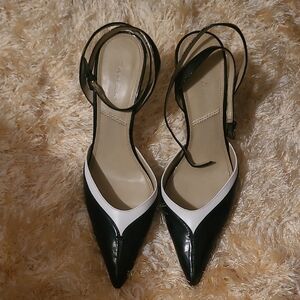 Tahari Black and White Strappy Heels